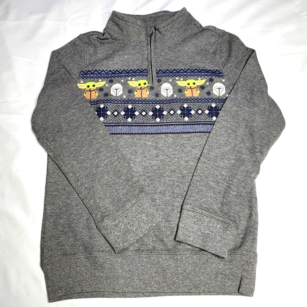 Jumping Beans Star Wars Baby Yoda Ugly Holiday Sweater Knit Shirt | Boys Size 8